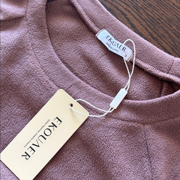 NWT- EKOUAER Women's Soft and cozy Pajama Set in Brown - Top and Pants- Small - Picture 4 of 7